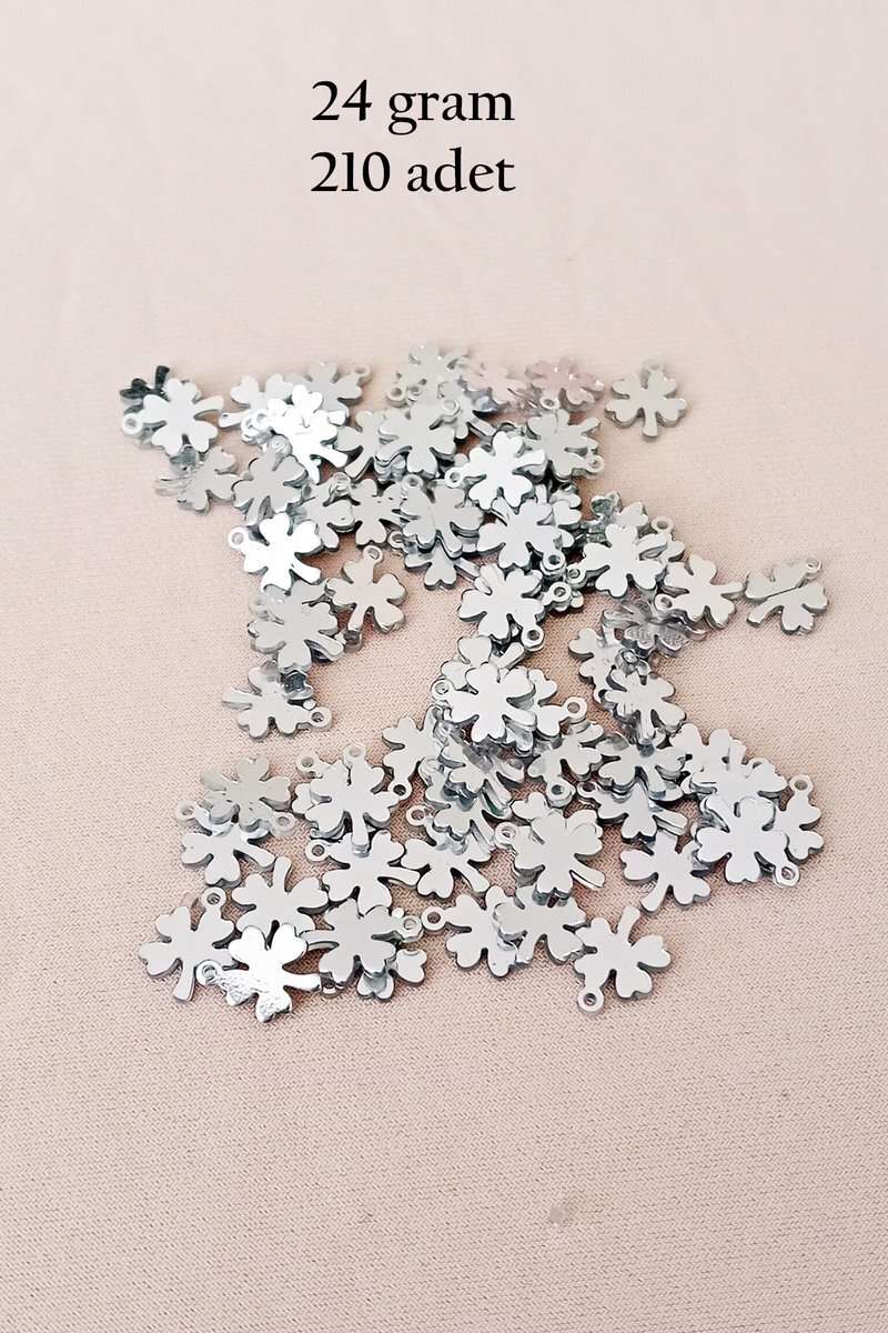 Oya Abiye Bileklik Kolye Pleksi Metalik Plastik Pul Gümüş Renk 24 gram 210 adet - BNC562