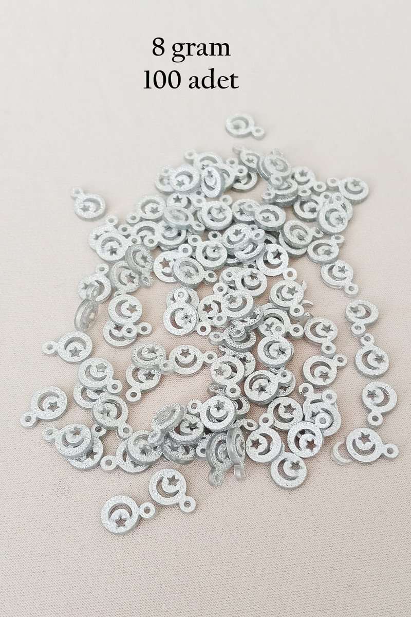 Oya Abiye Bileklik Kolye Pleksi Metalik Plastik Pul Gümüş Renk 8 gram 100 adet - BNC516