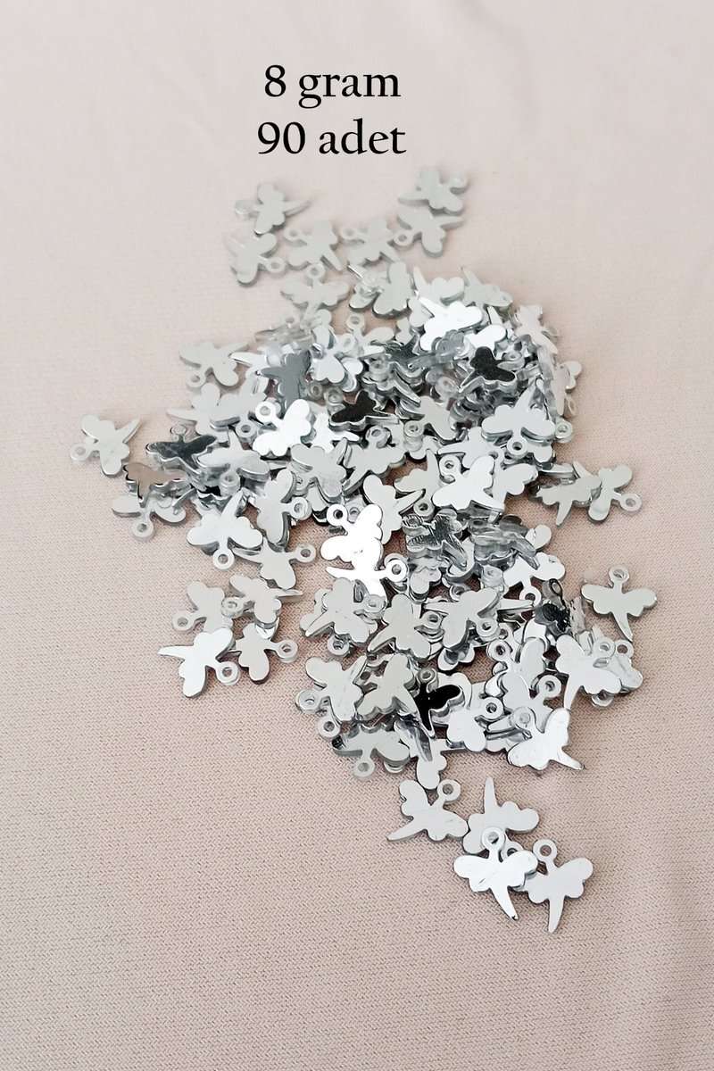 Oya Abiye Bileklik Kolye Pleksi Metalik Plastik Pul Gümüş Renk 8 gram 90 adet - BNC503
