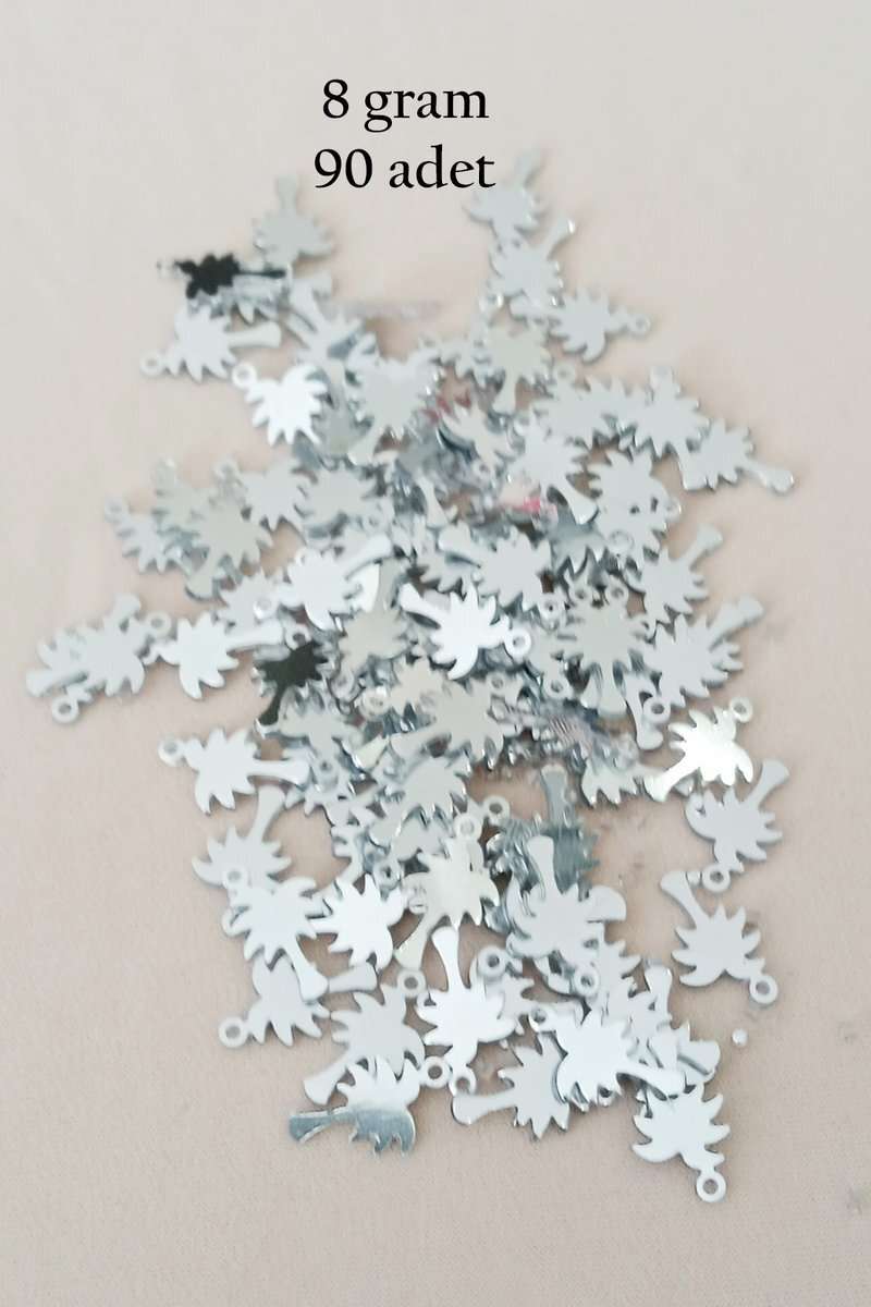 Oya Abiye Bileklik Kolye Pleksi Metalik Plastik Pul Gümüş Renk 8 gram 90 adet - BNC506