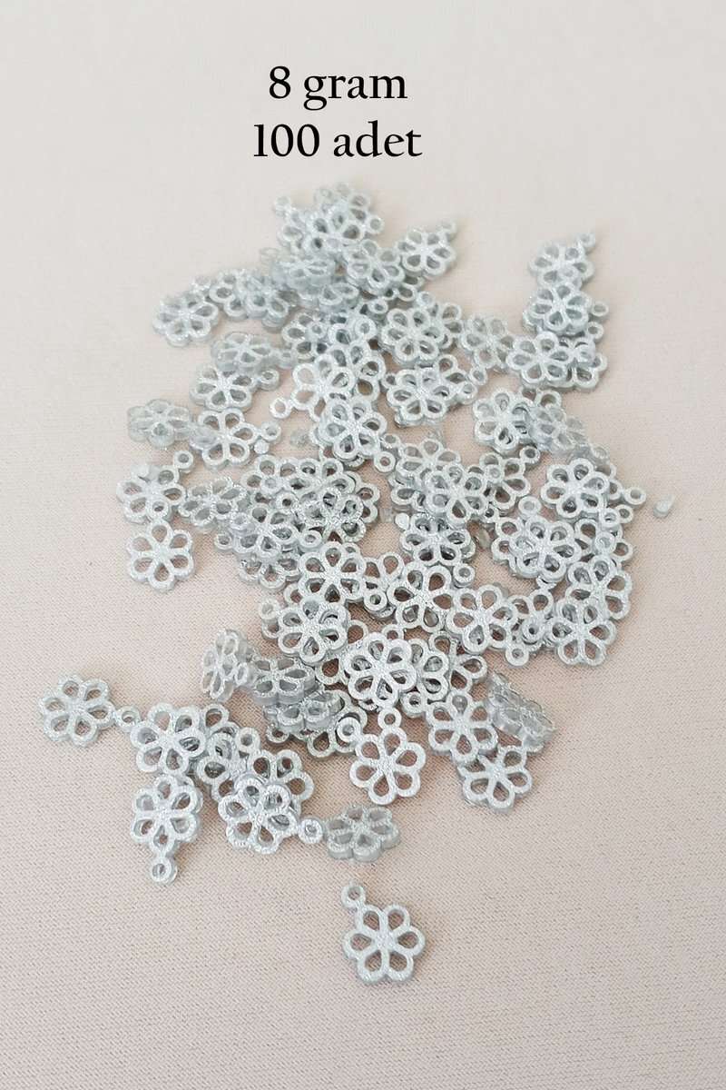Oya Abiye Bileklik Kolye Pleksi Metalik Plastik Pul Gümüş Renk 8 gram 100 adet - BNC528