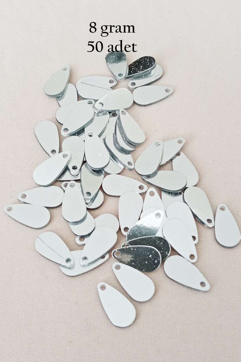 Oya Abiye Bileklik Kolye Pleksi Metalik Plastik Pul Gümüş Renk 8 gram 50 adet - BNC531