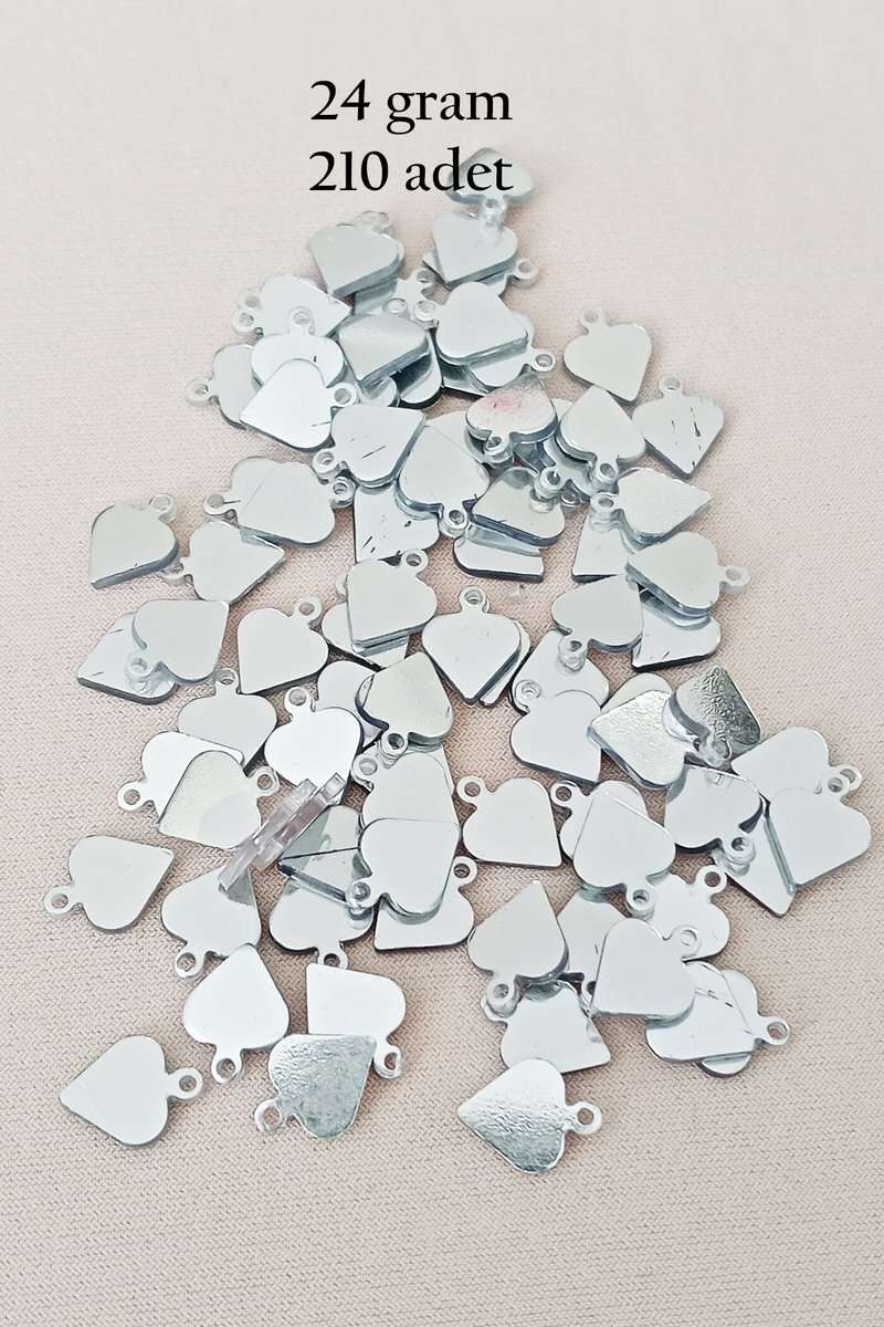 Oya Abiye Bileklik Kolye Pleksi Metalik Plastik Pul Gümüş Renk 24 gram 210 adet - BNC590