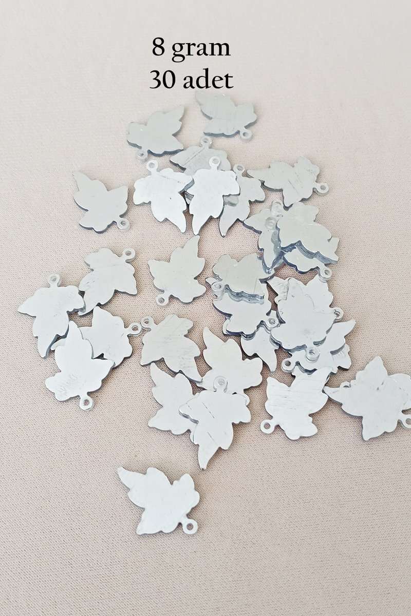 Oya Abiye Bileklik Kolye Pleksi Metalik Plastik Pul Gümüş Renk 8 gram 30 adet - BNC532