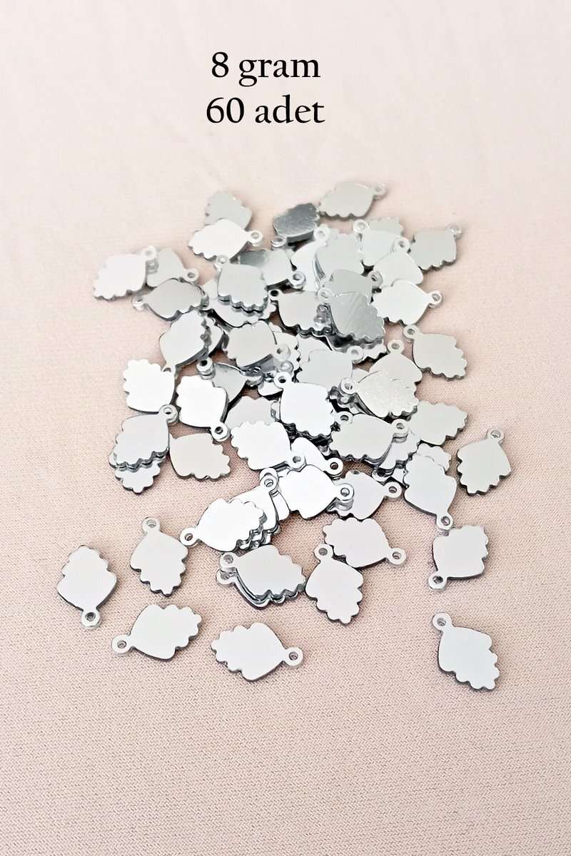 Oya Abiye Bileklik Kolye Pleksi Metalik Plastik Pul Gümüş Renk 8 gram 60 adet - BNC504