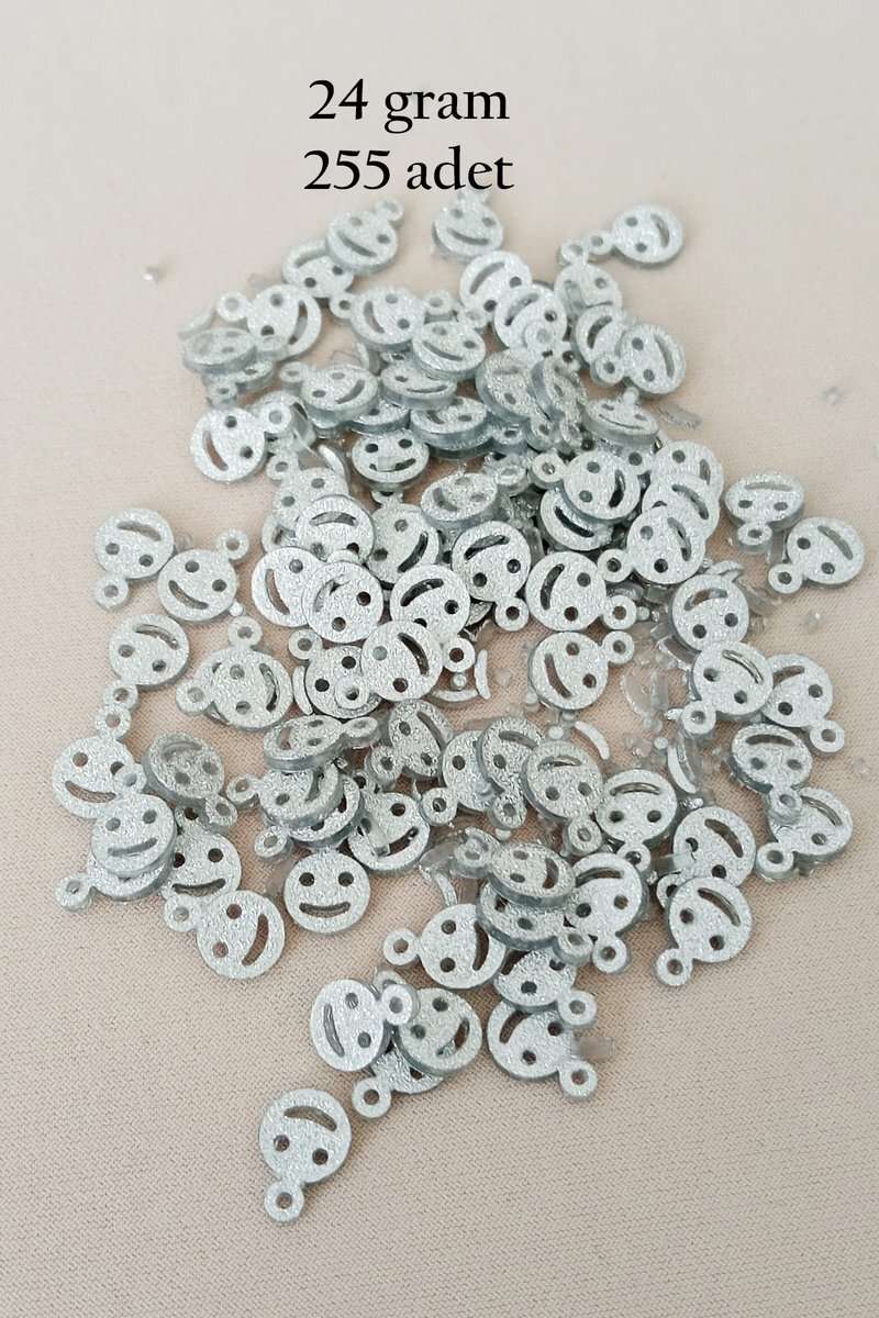 Oya Abiye Bileklik Kolye Pleksi Metalik Plastik Pul Gümüş Renk 24 gram 255 adet - BNC585