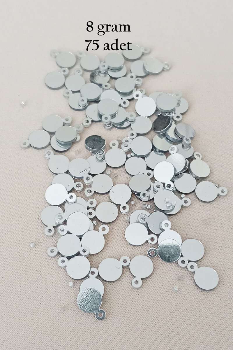 Oya Abiye Bileklik Kolye Pleksi Metalik Plastik Pul Gümüş Renk 8 gram 75 adet - BNC520