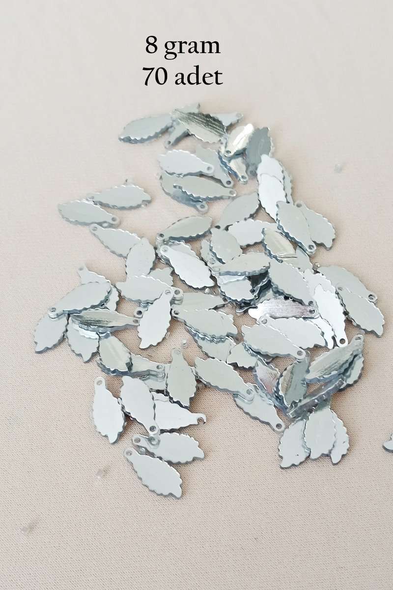 Oya Abiye Bileklik Kolye Pleksi Metalik Plastik Pul Gümüş Renk 8 gram 70 adet - BNC512