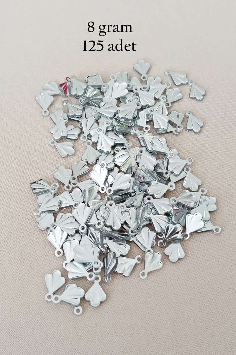 Oya Abiye Bileklik Kolye Pleksi Metalik Plastik Pul Gümüş Renk 8 gram 125 adet - BNC527