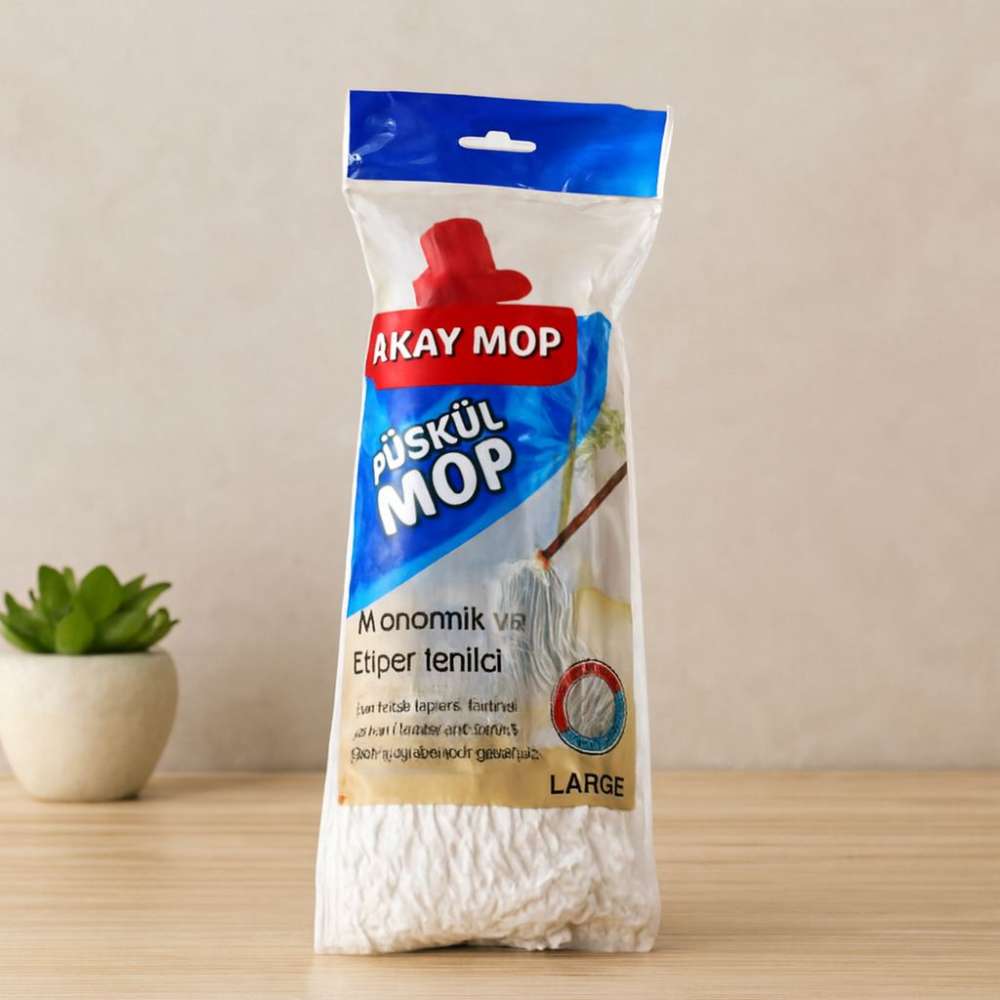 Pamuklu Püsküllü Mop Başlığı 23cm Orta-Large (Klasik Sap)