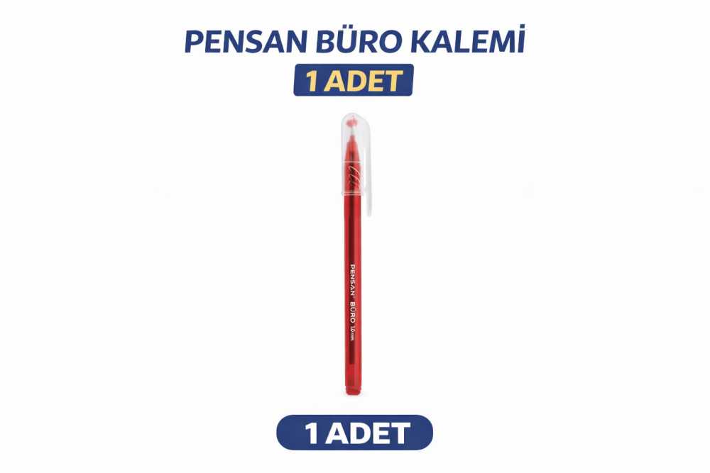 Pensan Büro 2270 Kırmızı Tükenmez Kalem 1.0 mm Medium Yerli Üretim 10'li Paket