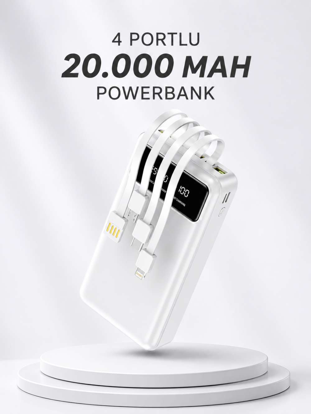 Powerbank Şarj Cihazı 4 Çıkışlı 20.000 MAH Powerbank Kompakt Yüksek Kapasiteli Hızlı Şarj