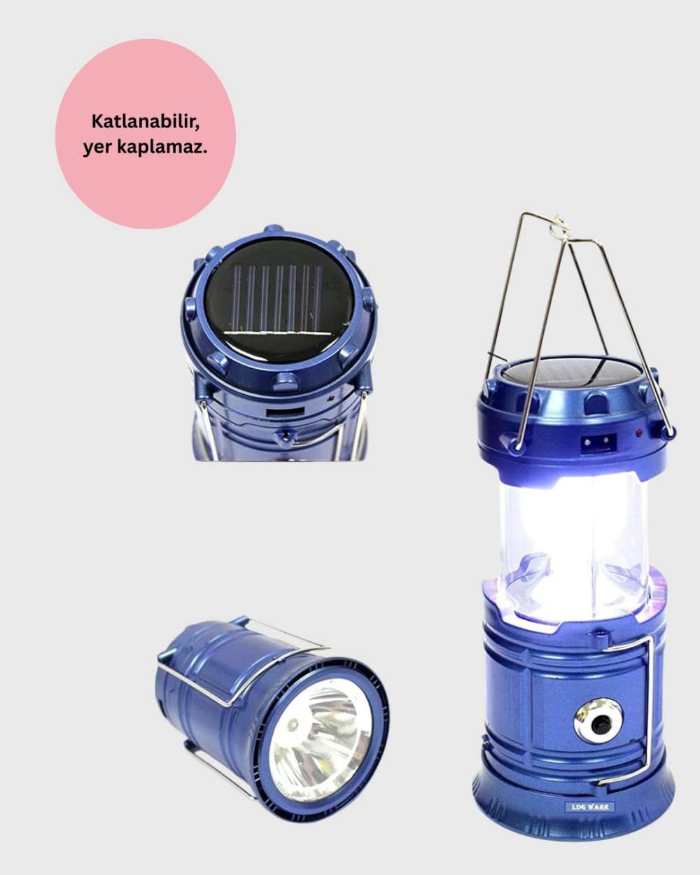 Pratik Katlanabilir Kamp Feneri USB Çıkışlı 1 Adet
