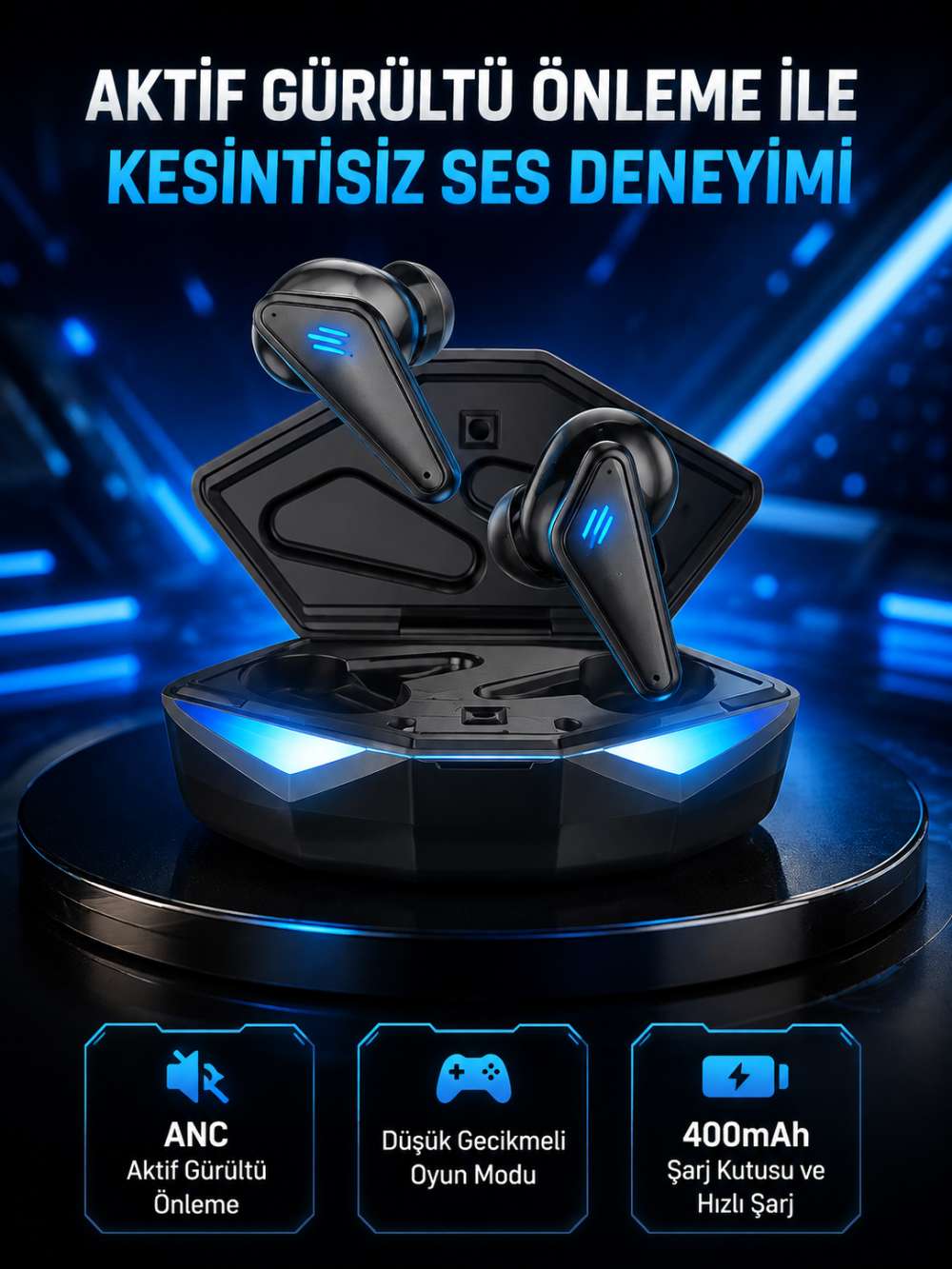 Profesyonel Bluetooth 5.0 Kulaklık – Dokunmatik Kontrol, 3D Surround Ses