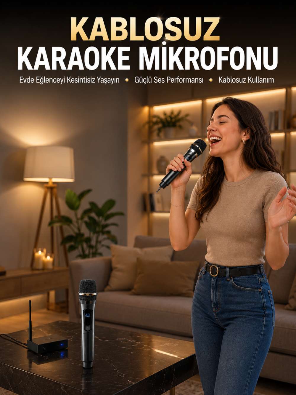 Profesyonel Kablosuz Mikrofon Seti Çift Mikrofonlu