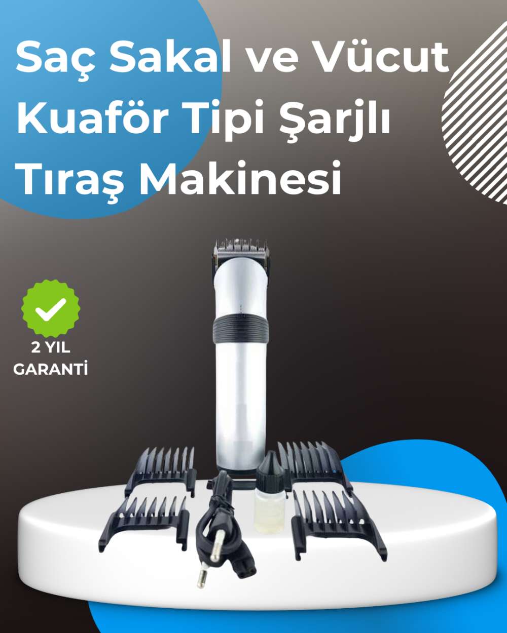 Profesyonel Saç ve Sakal Tıraş Makinesi – Tam Aksesuar Setli