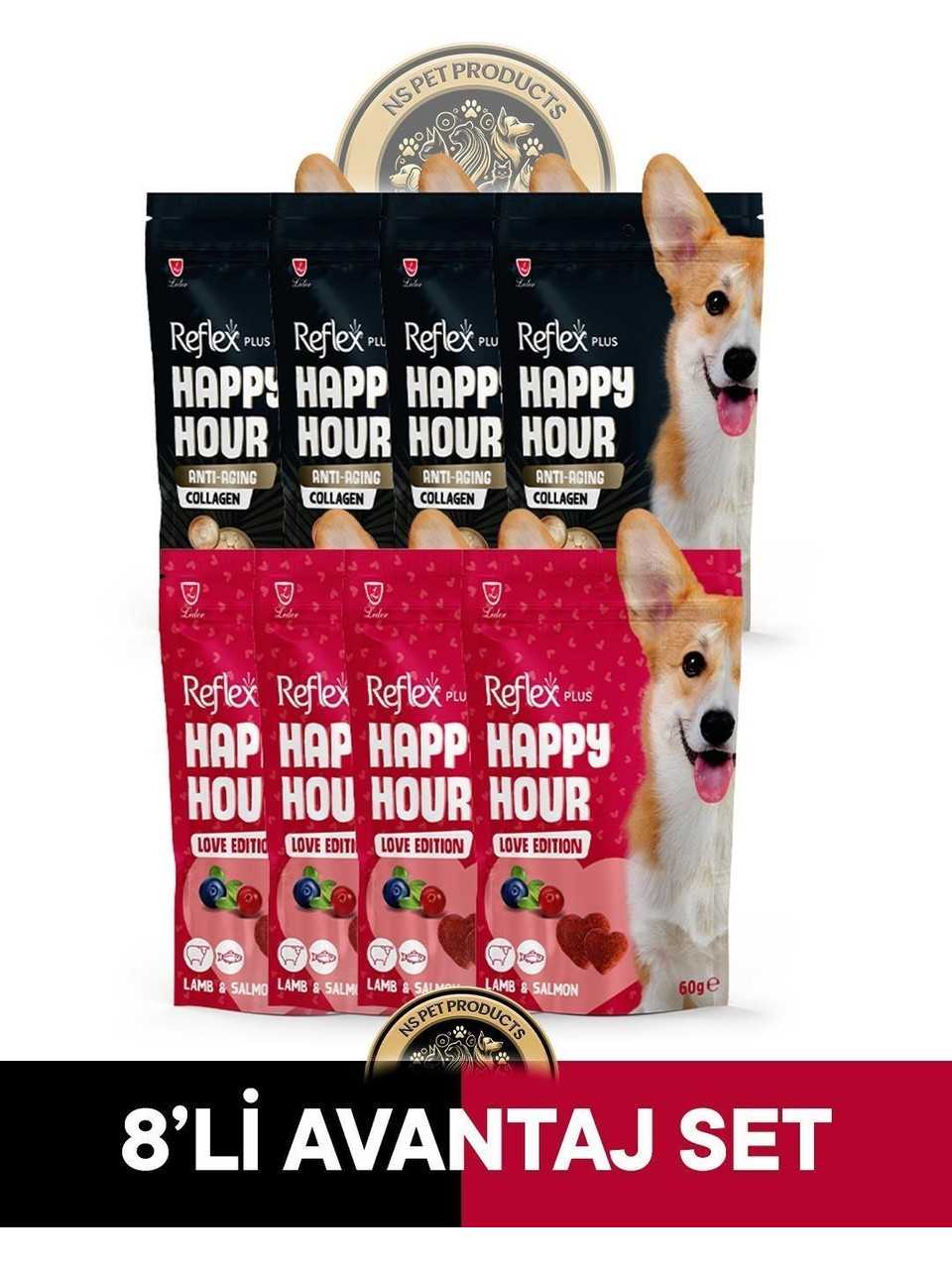 Reflex Plus Happy Hour Anti Aging Collagen & Love Edition Köpek Ödül Maması Seti 8x60 gr
