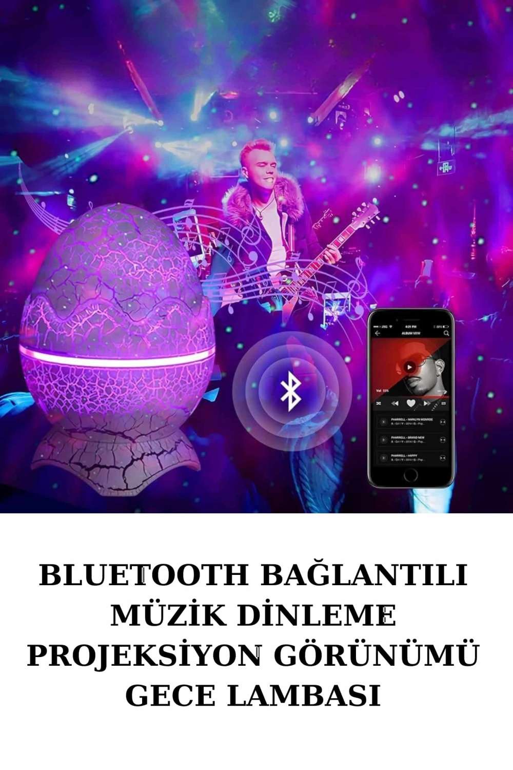 Renk Değiştiren Dinozor Bluetooth Hoparlör 1 Adet Gece Lambası