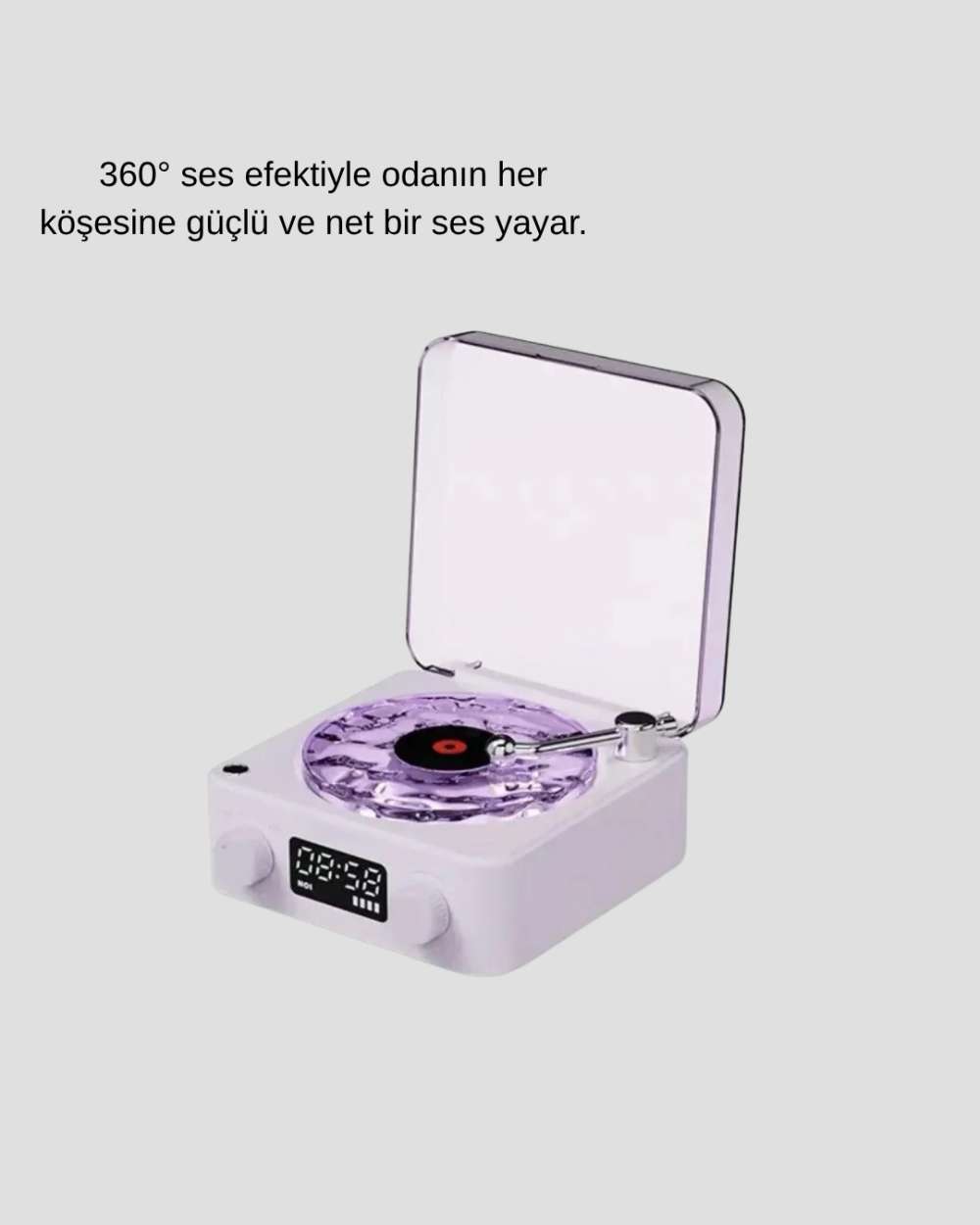 Retro Tasarımlı Bluetooth Pikap Hoparlör 360 Derece Ses