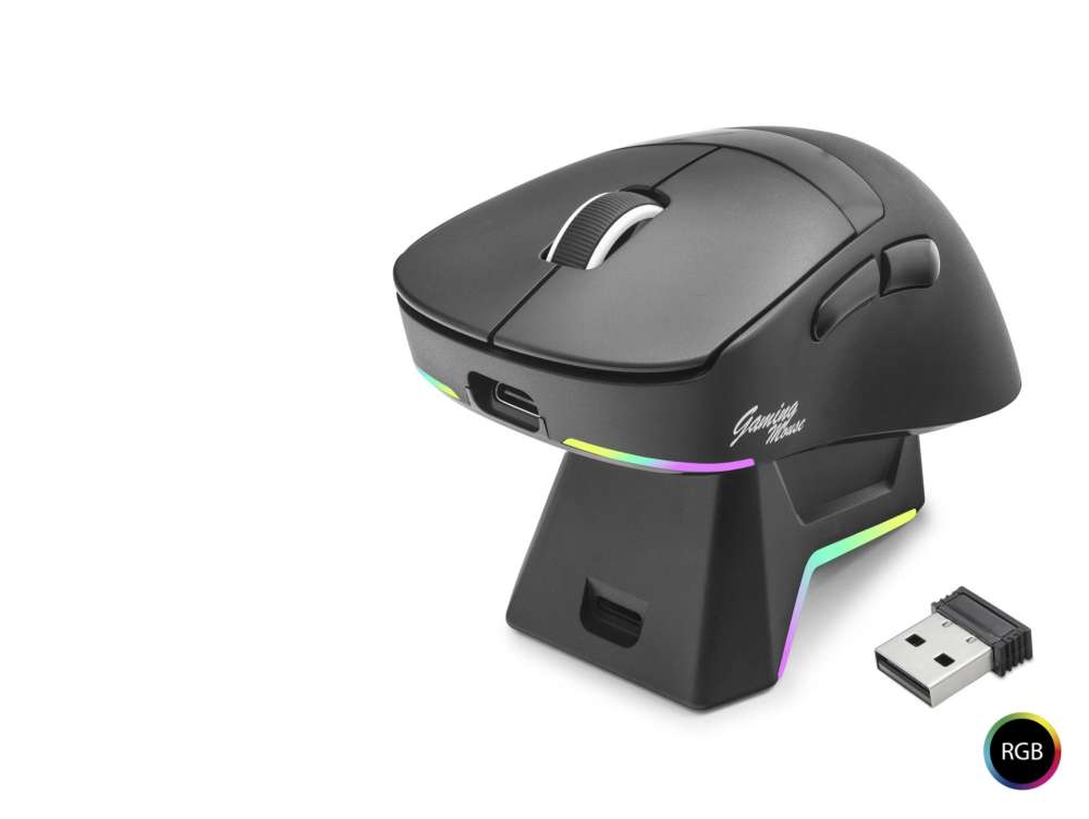 RGB Şarj Standlı Kablosuz Mouse - Siyah 12000 DPI