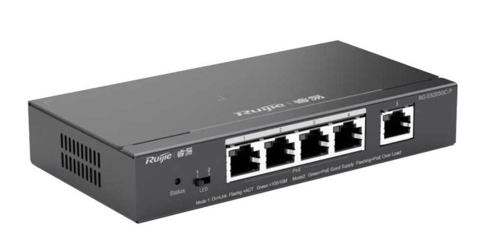RUIJIE REYEE RG-ES205GC-P 4 PORT GIGABIT+1XGB RJ45 UPLINK L2 CLOUD YÖNETİLEBİLİR 54W POE SWITCH