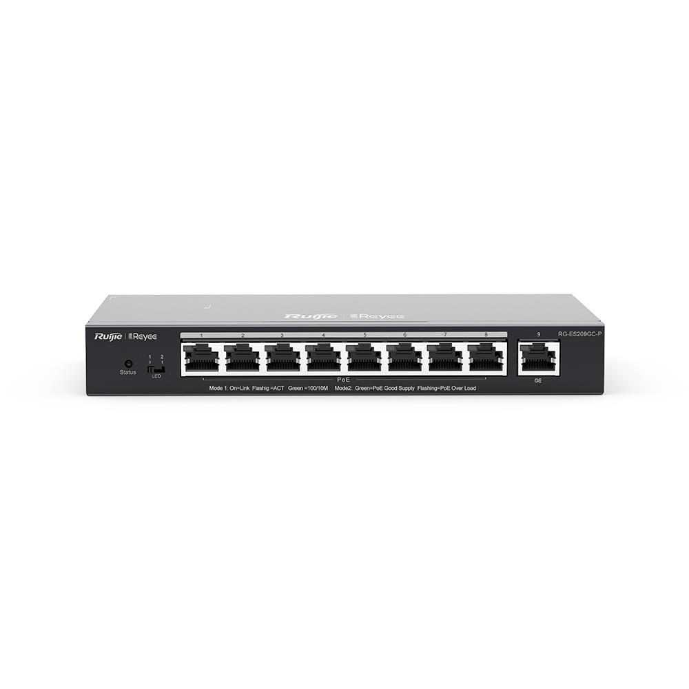 RUIJIE REYEE RG-ES209GC-P 8 PORT GIGABIT + 1 PORT GIGABIT RJ45 UPLINK CLOUD YÖNETİLEBİLİR 120W POE SWITCH