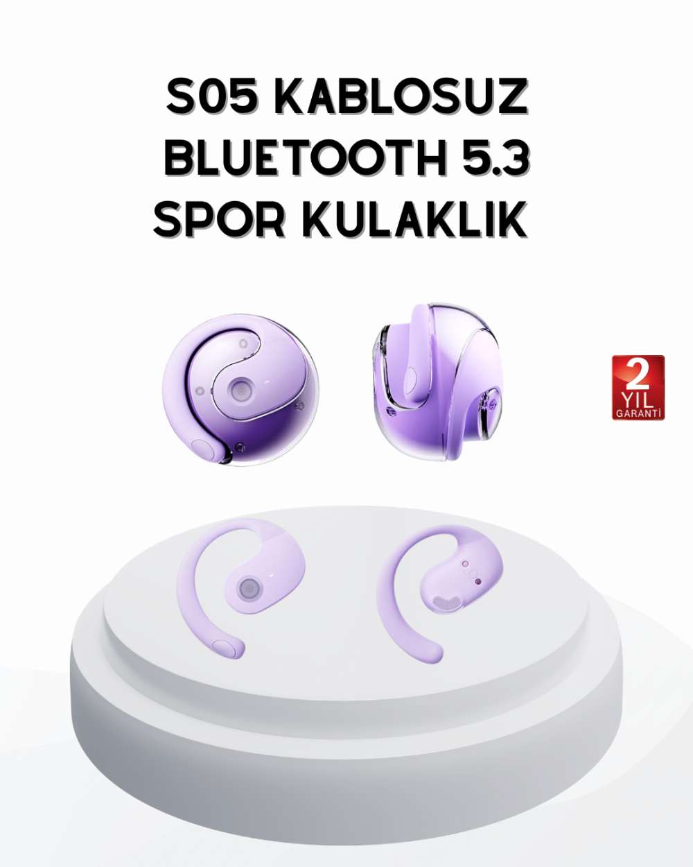 S05 Kablosuz Kulaklık Bluetooth 5.3 IPX4 Su Geçirmez Stereo Ses Otomatik Bağlantı Yeni Nesil
