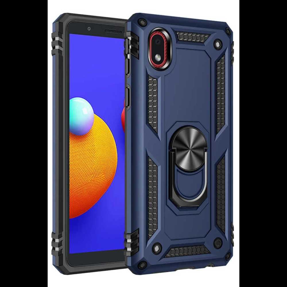 Samsung Galaxy A01 Core Kılıf Sofya Yüzüklü Silikon Kapak - Lacivert