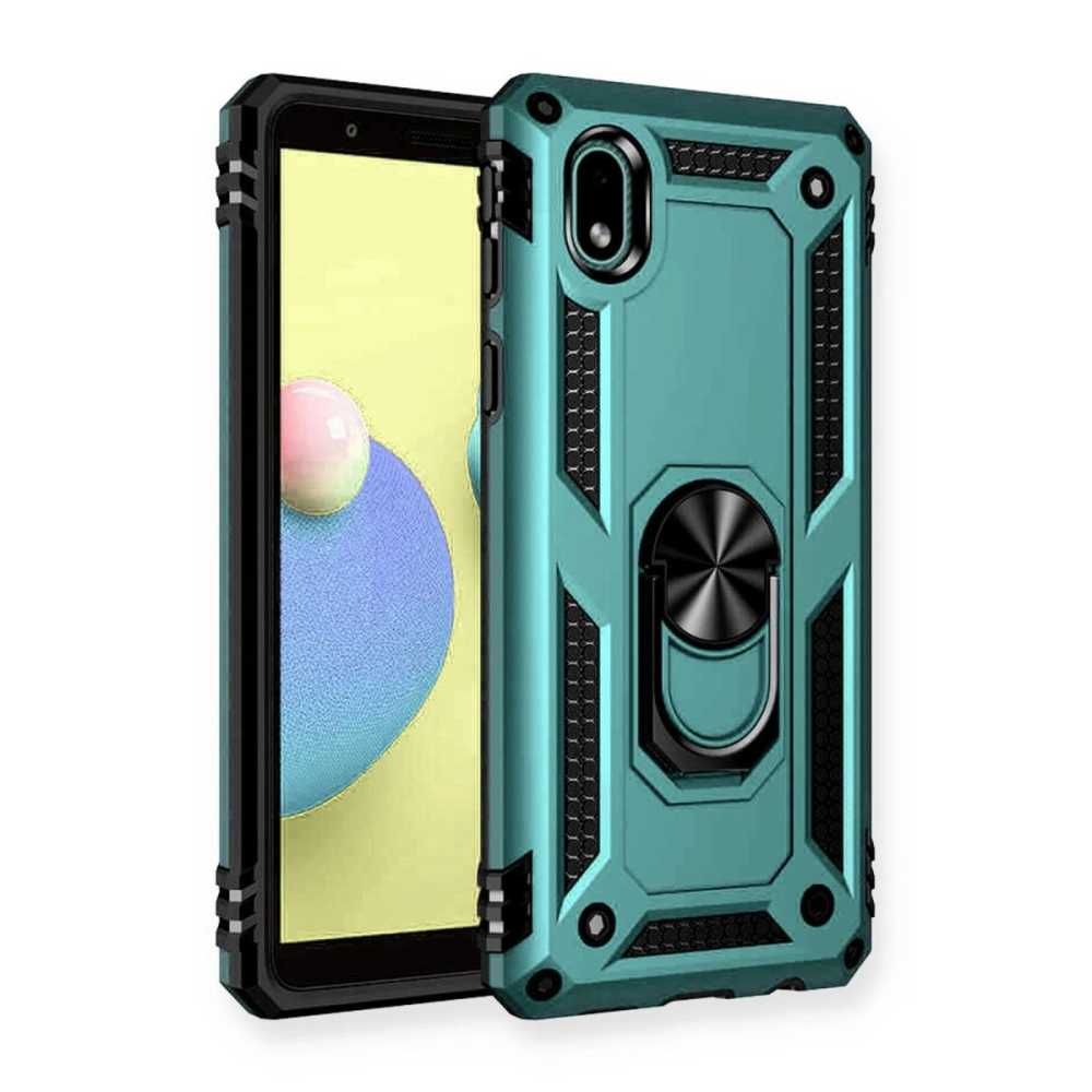 Samsung Galaxy A01 Core Kılıf Sofya Yüzüklü Silikon Kapak - Yeşil