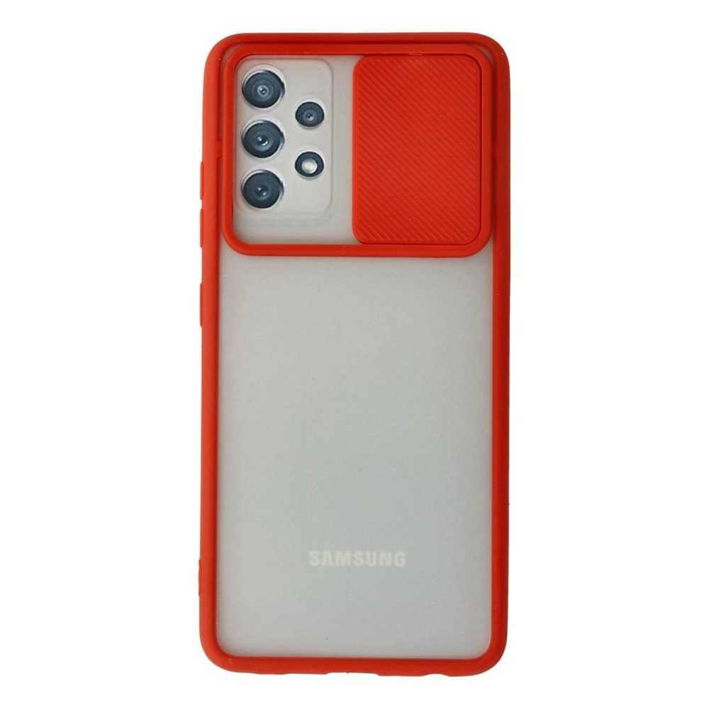 Samsung Galaxy A72 Kılıf Palm Buzlu Kamera Sürgülü Silikon - Kırmızı