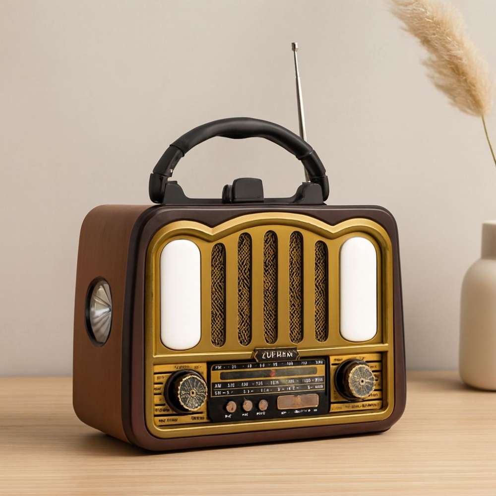Şarjlı Bluetooth FM Radyo Hoparlör (USB/TF MP3, Nostaljik İbreli)