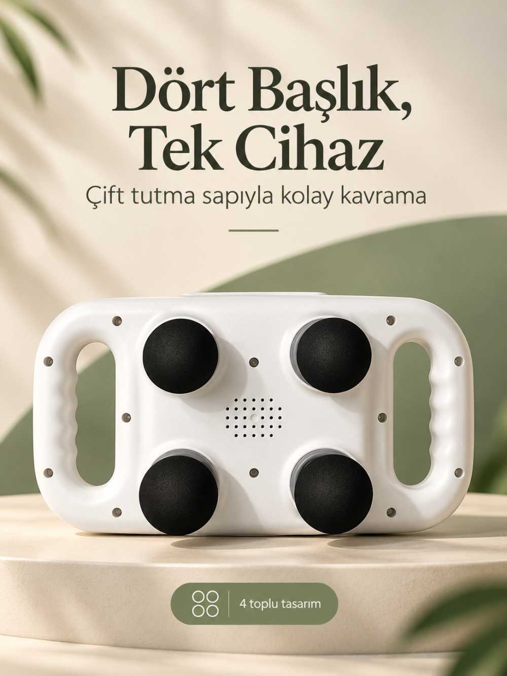 Şarjlı Masaj Aleti 4 Toplu USB-C Girişli Beyaz