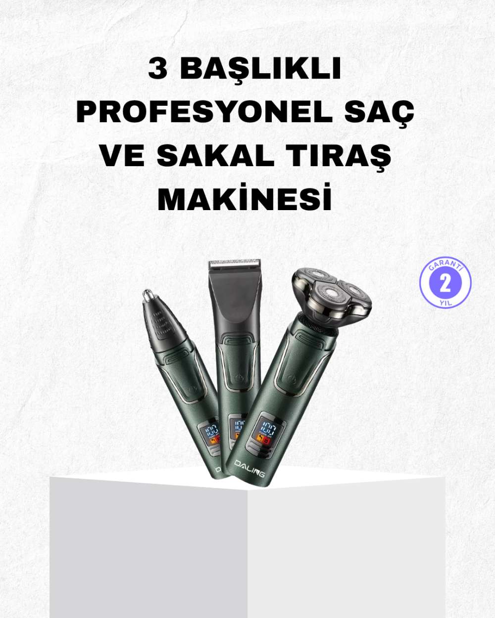 Şarjlı ve Kablosuz 3 Başlıklı Profesyonel Bakım Seti – Saç, Sakal, Burun ve Kulak Düzeltici