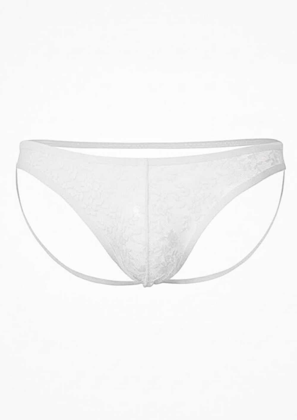 Seksi Dantelli Arkası Açık Seksi Beyaz Erkek Külot