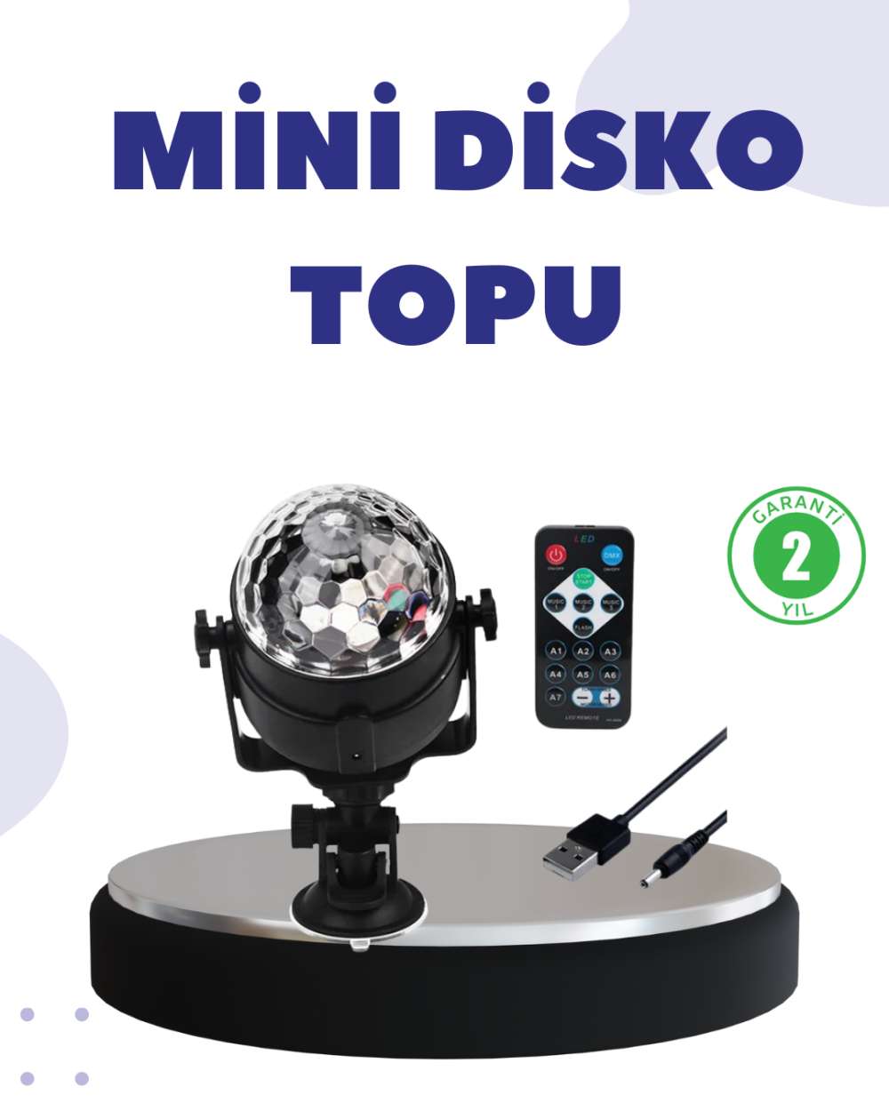 Ses Duyarlı Mini Disko Küre Lamba