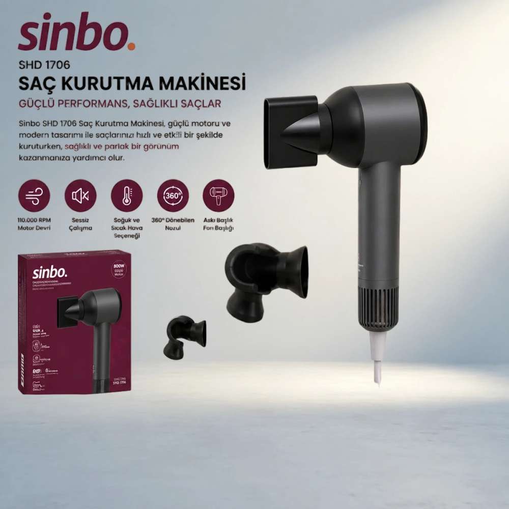 Sessiz Çalışma Özellikli Saç Kurutma Makinesi 110.000 RPM 3 Hız