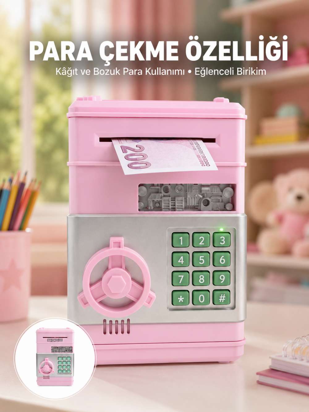 Şifreli Elektronik Para Biriktirme Kumbarası Büyük Kapasiteli