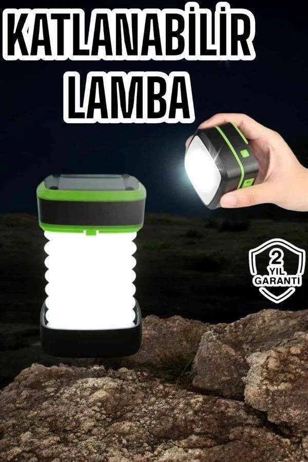 Şık Katlanabilir Solar Fener 3 Kademeli LED Lamba