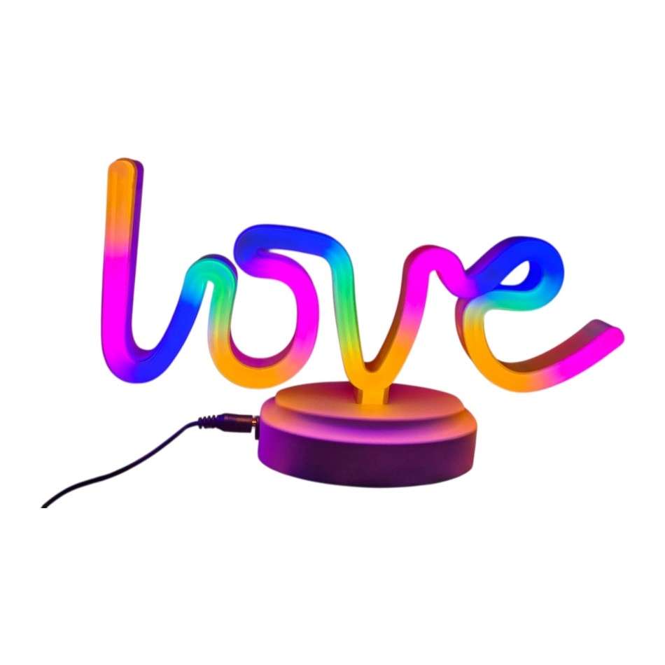 Şık Neon Işıklı Love Yazılı Masa Gece Lambası 14,5x6x25,5 CM