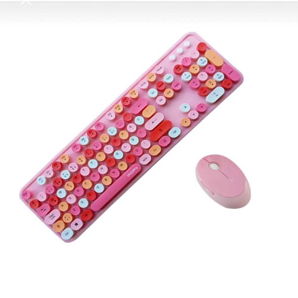 Şık Pembe Klavye Mouse Seti - Windows ve Mac Uyumlu