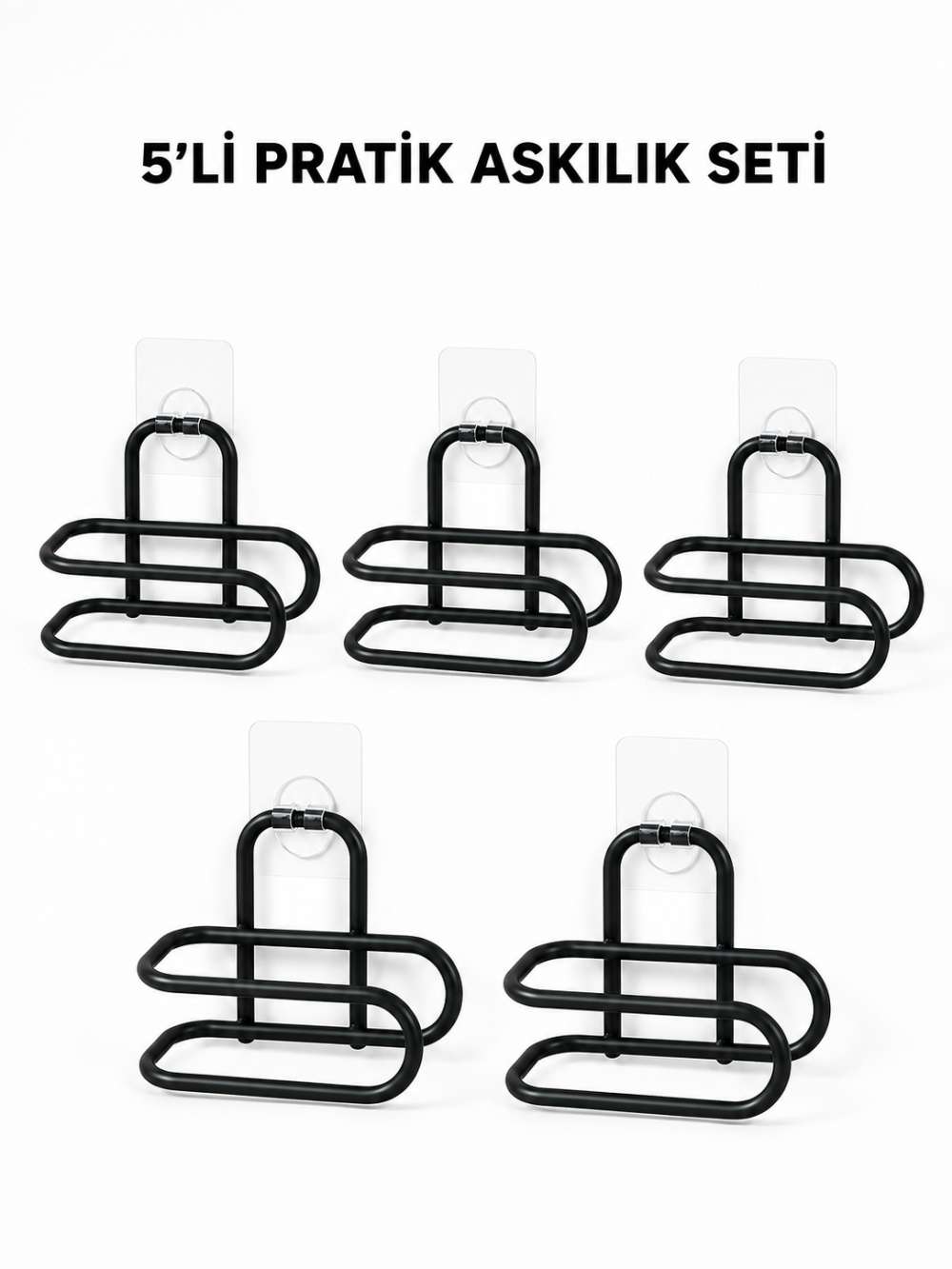 Siyah Metal WC Kağıtlık Yapışkanlı Tuvalet Kağıdı Rulo Tutucu 5 Adet Avantajlı Set