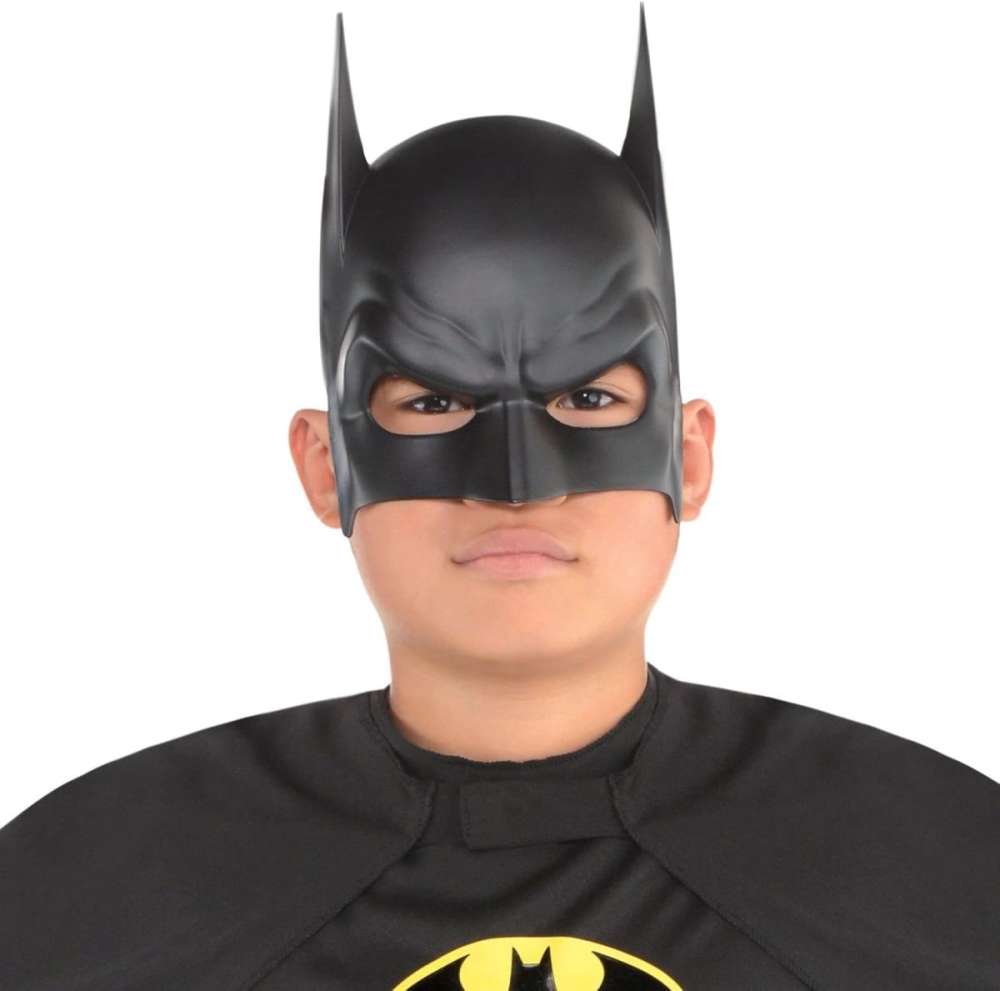 Siyah Renk Çocuk Boy Arkadan Lastikli Batman Maskesi A Kalite  20x14 Cm