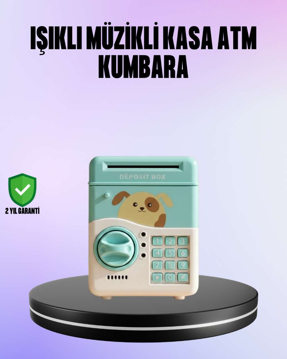 Su Yeşili Elektronik Şifreli ATM Tasarımlı Para Biriktirme Kumbarası
