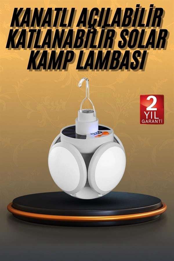 Taşınabilir 5 Kanatlı Solar Lamba USB Şarjlı Açık Alan