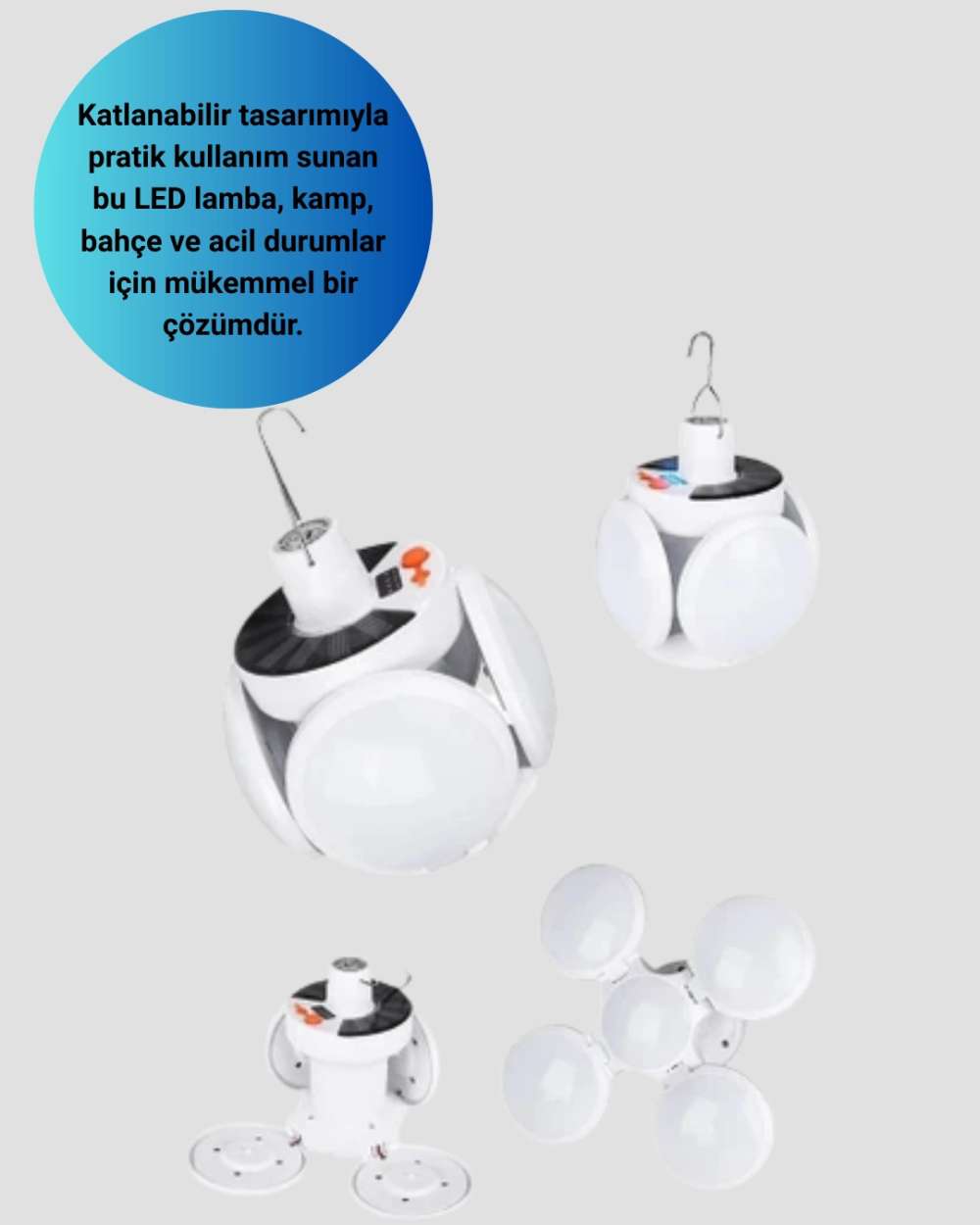 Taşınabilir Katlanabilir Solar LED Lamba 2400mAh