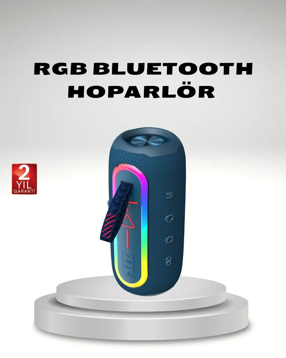 Taşınabilir Mini Bluetooth Hoparlör Güçlü Ses ve Şık Kırmızı Tasarım