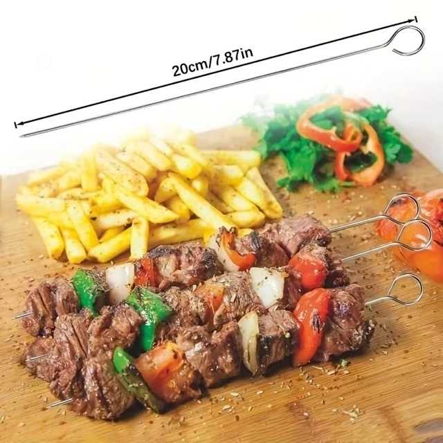 TCX 10 Adet Paslanmaz Çelik Mangal Şişi Seti – 20 Cm Metal Çöp Şiş Ve Izgara Şişleri