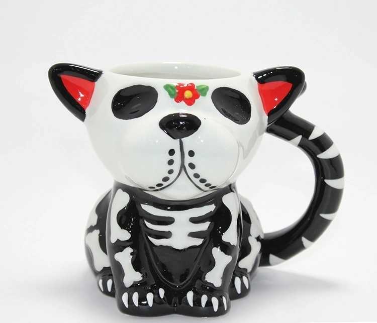 TCX Day Of The Dead Köpek Figürlü 3d Kabartmalı Porselen Kupa TCX4896