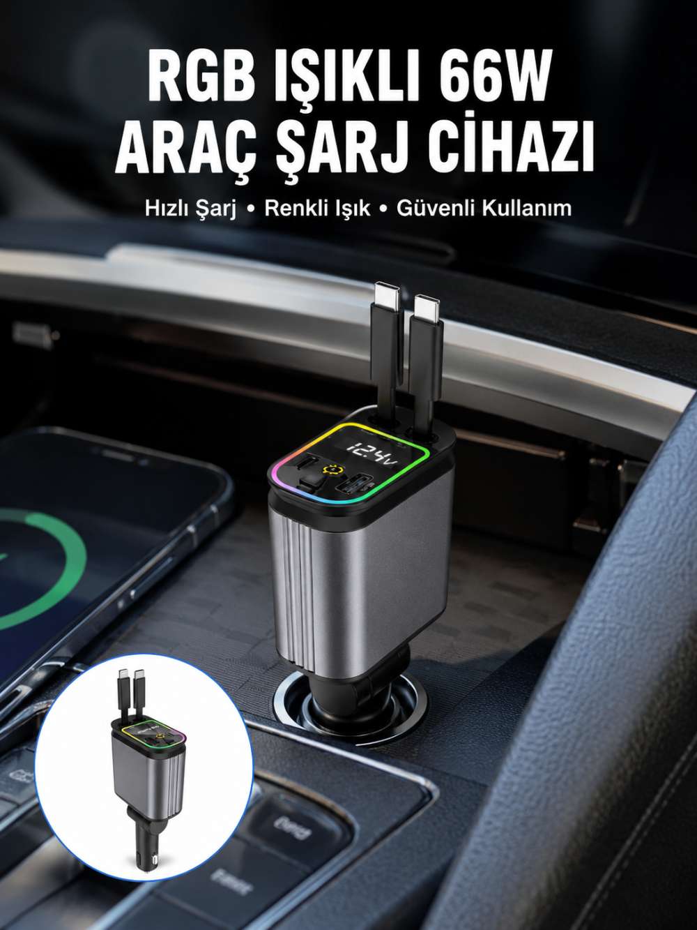 Toyota, Honda, Nissan, Hyundai Araçlar için Çoklu Port Araç Şarj Cihazı Yeni Nesil