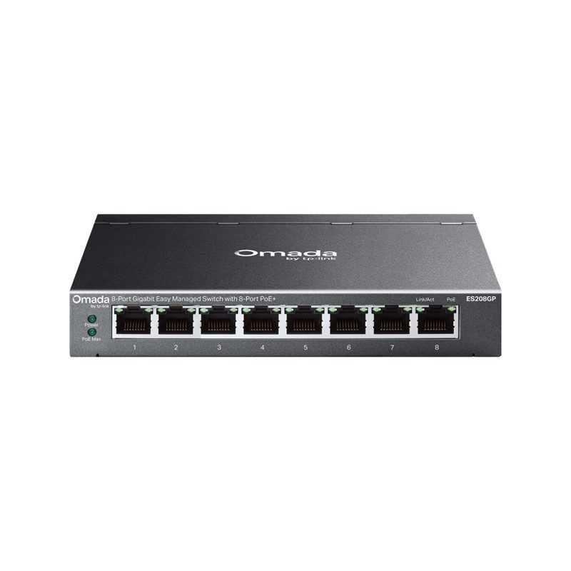TP-LINK OMADA ES208GP 8 PORT GIGABIT 8 PORT POE 64W YONETİLEBİLİR METAL KASA SWITCH